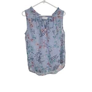 Liz Claiborne Blue Striped Floral Tank Size M